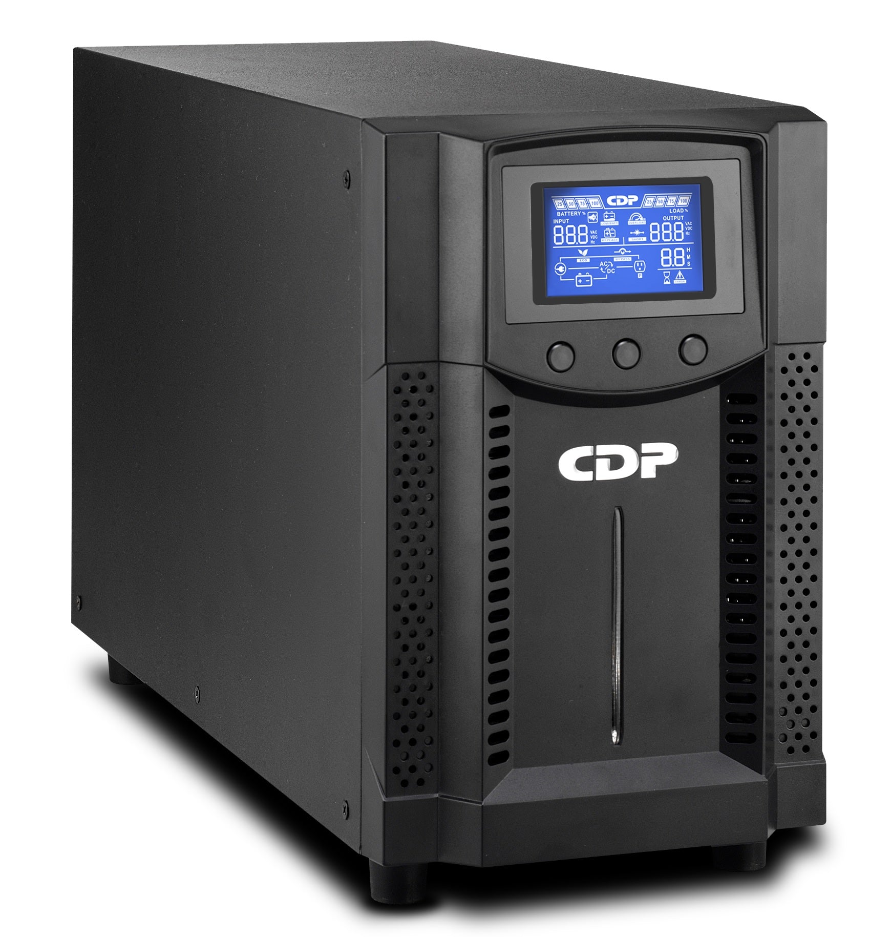 No-break CDP UPO11-2AX 2000VA/2000W FP 1.0 Online UPS Torre - LCD UL, FCC, CE 120 Vac No-break CDP UPO11-2AX 2000VA/2000W FP 1.0 Online UPS Torre - LCD UL, FCC, CE 120 Vac